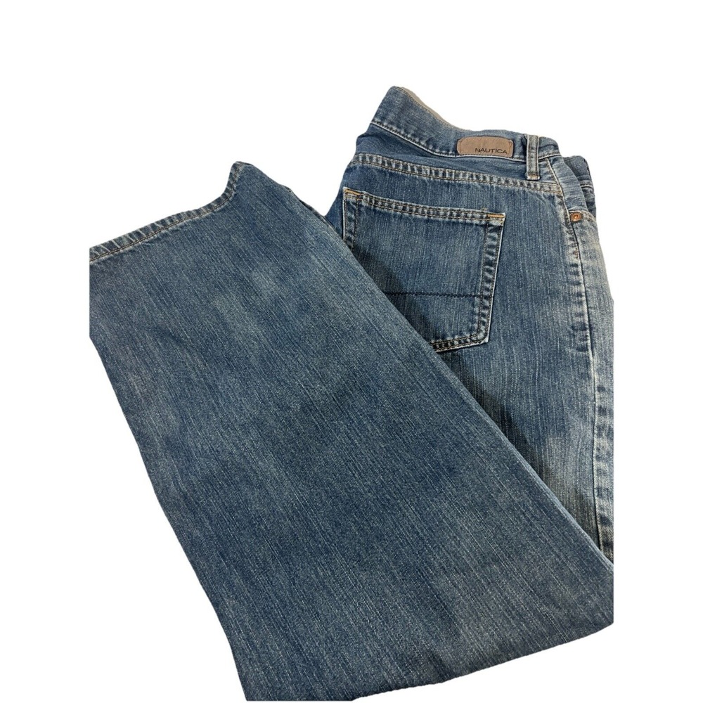 Nautica Jeans Mens Size 42 x 30‎ Straight Fit Heavyweight Denim Cotton Zip Fly